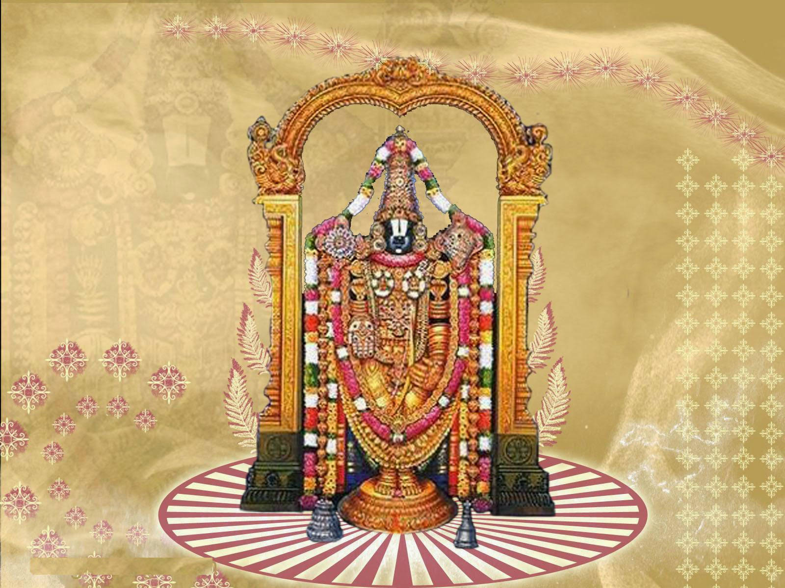 Lord Venkateswara On Spinning Red Floor Wallpaper