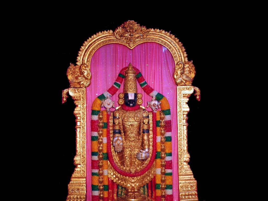 Lord Venkateswara Pink Curtain Wallpaper