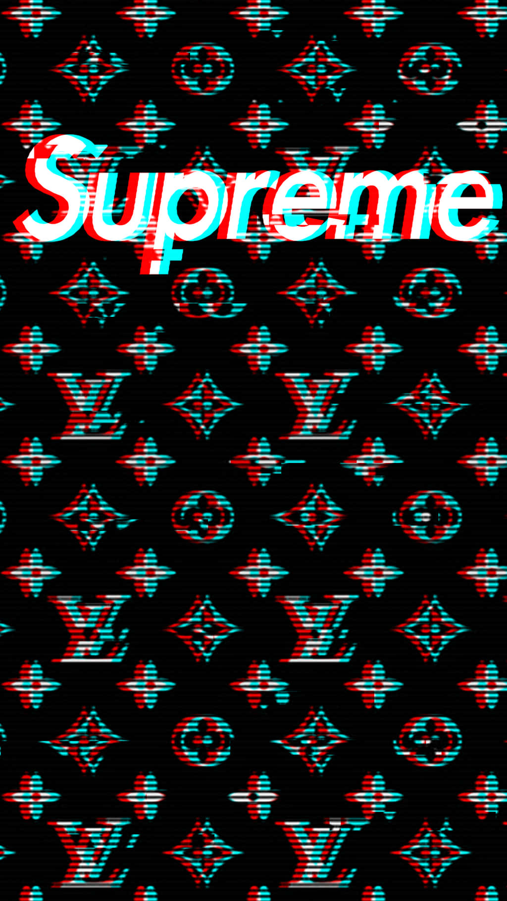 Louis Vuitton And Supreme Glitch Designer Aesthetic Wallpaper