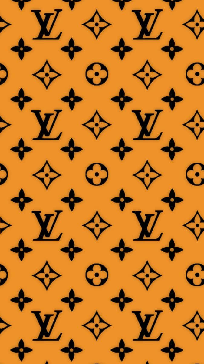 Louis Vuitton Monogram Pattern On An Orange Background Wallpaper