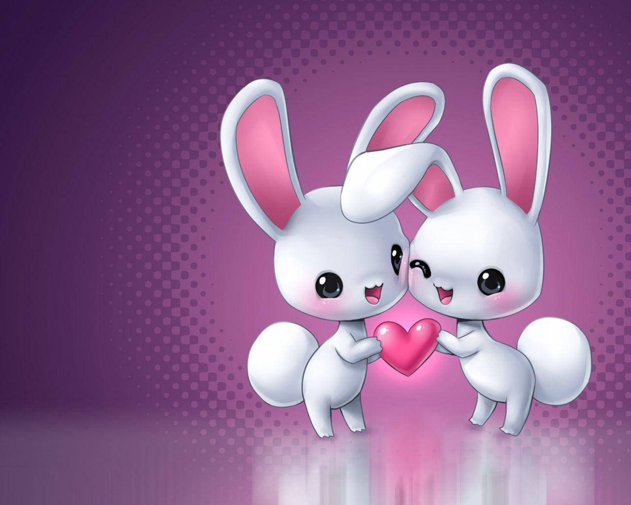 Love Cartoon Rabbits Wallpaper