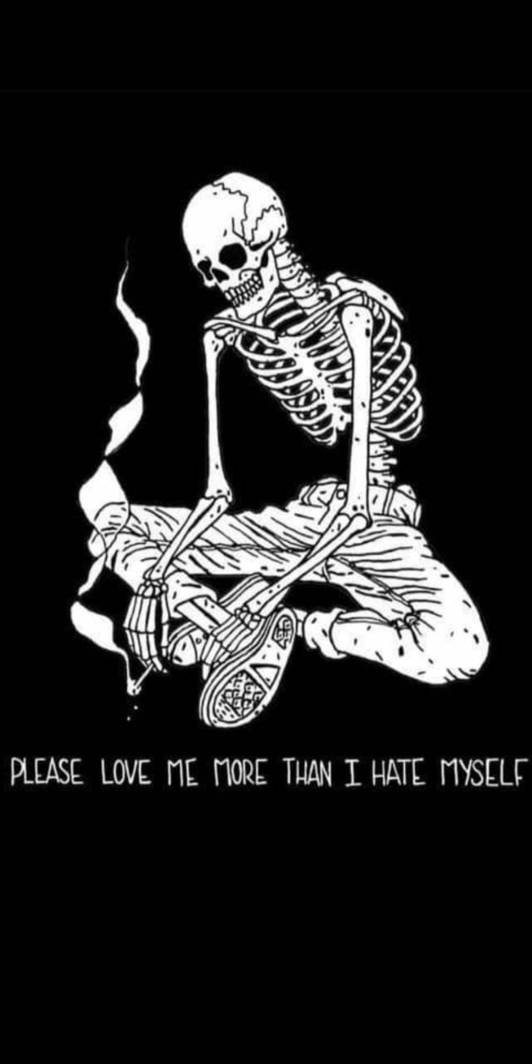 Love Me Quote Skeleton Aesthetic Wallpaper