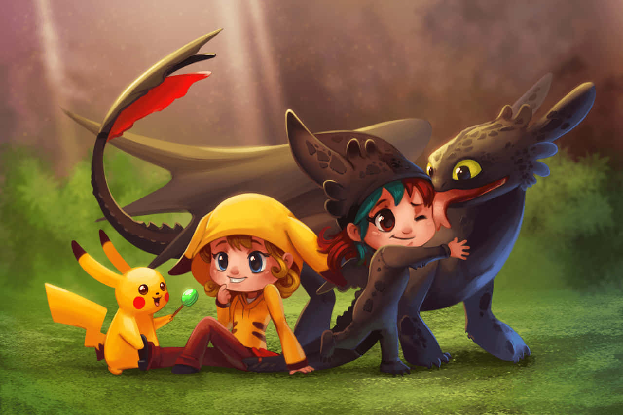 Loveable Buddies - Toothless And Stitch Wallpaper