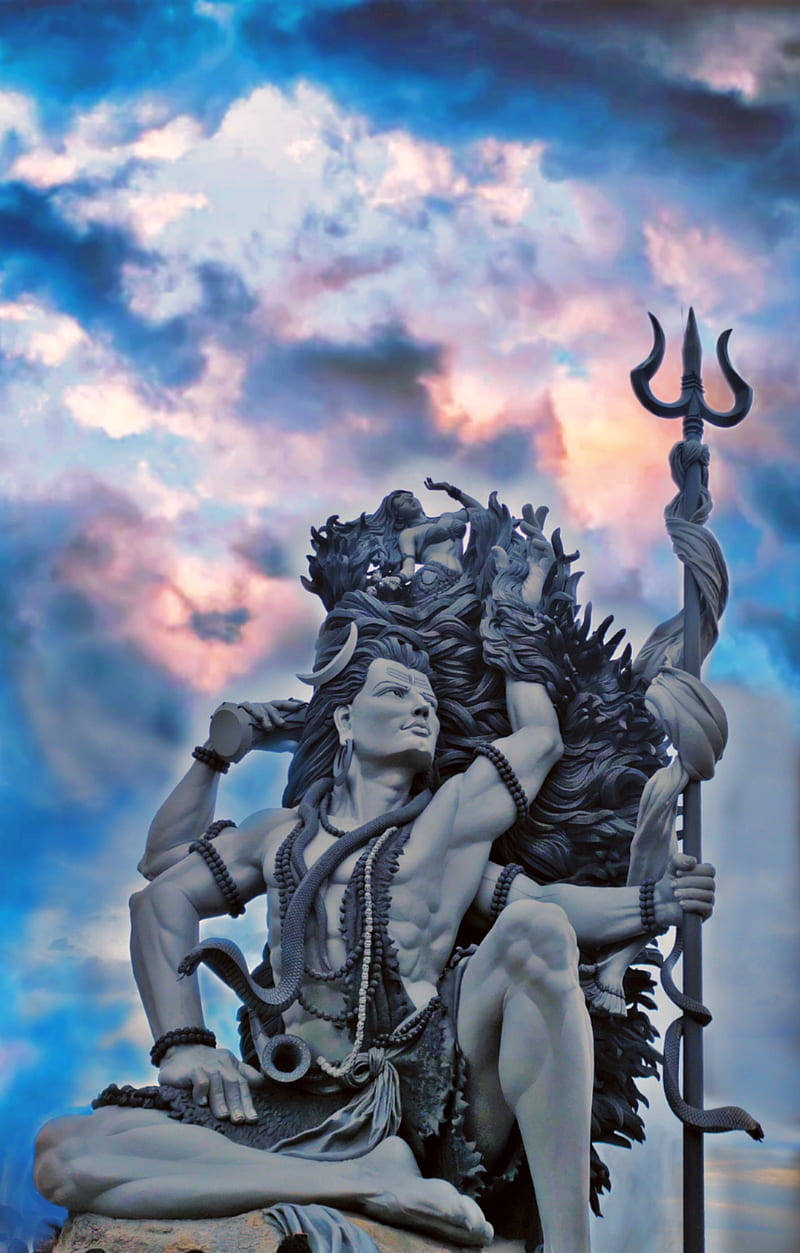 Low Angle Hd Photo Of Mahadev Statue Wallpaper