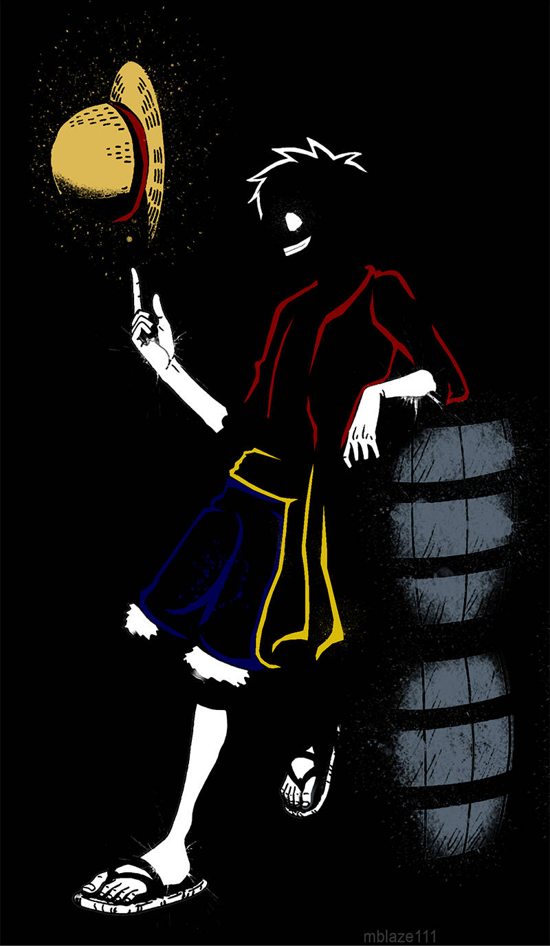Luffy Black Background With Colored Outlines Wallpaper