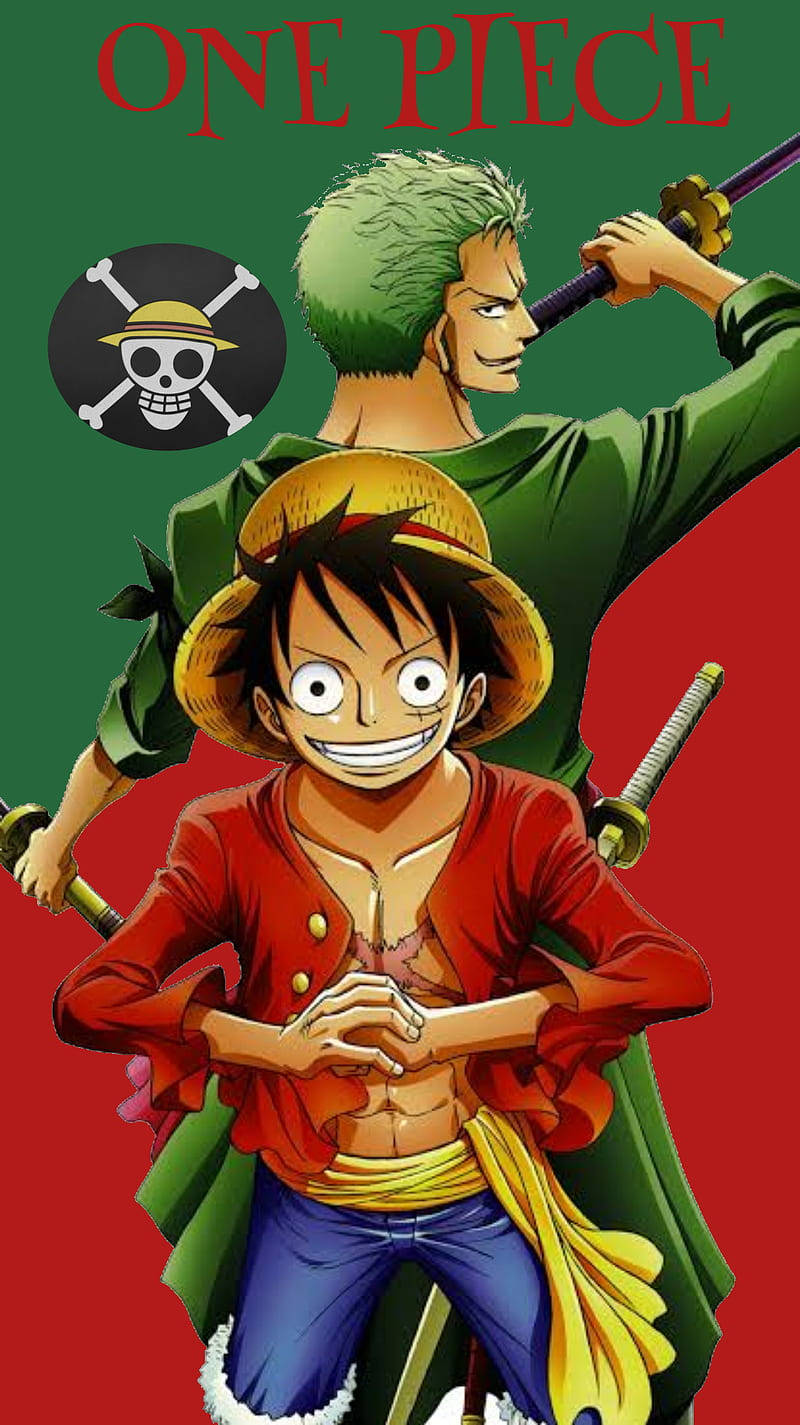 Luffy Zoro One Piece Red And Green Art Mobile Wallpaper