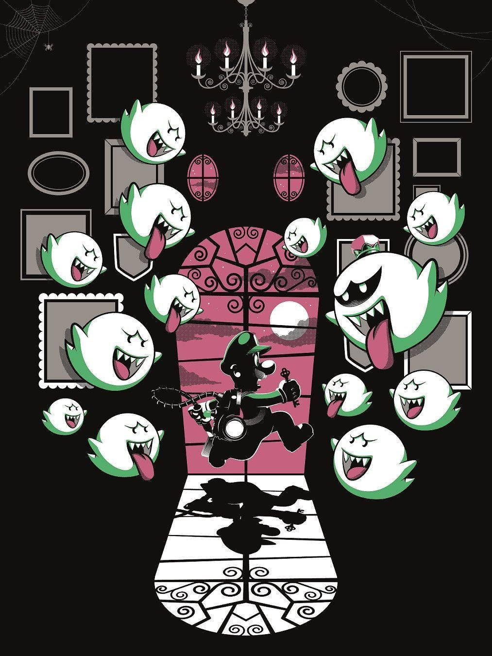 Luigi Sprinting Away From Ghosts In Luigi's Mansion 3 Wallpaper