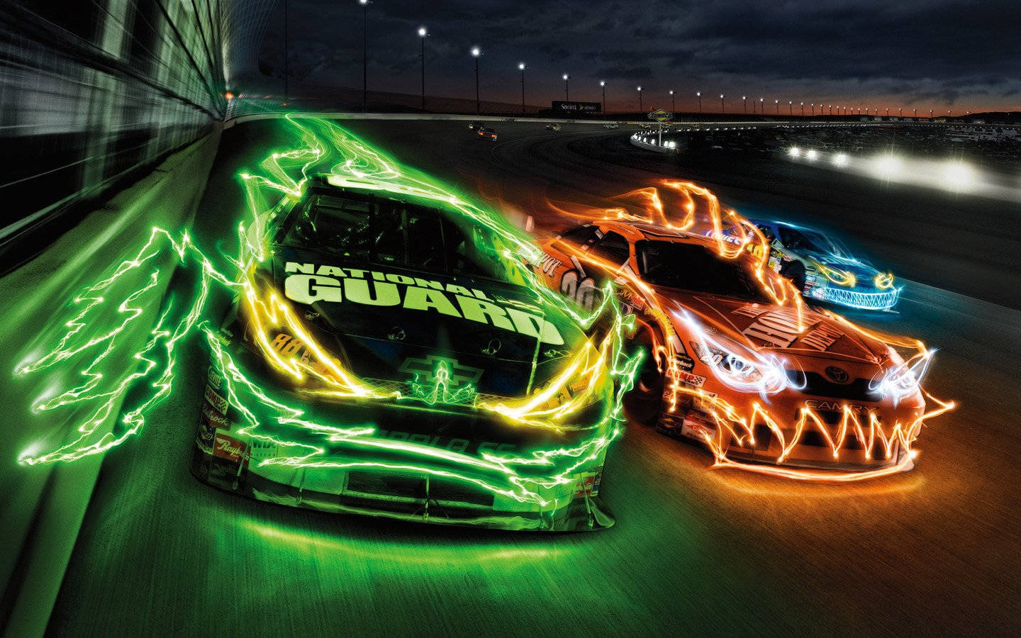 Luminous Auto Racing Graphic Art Wallpaper