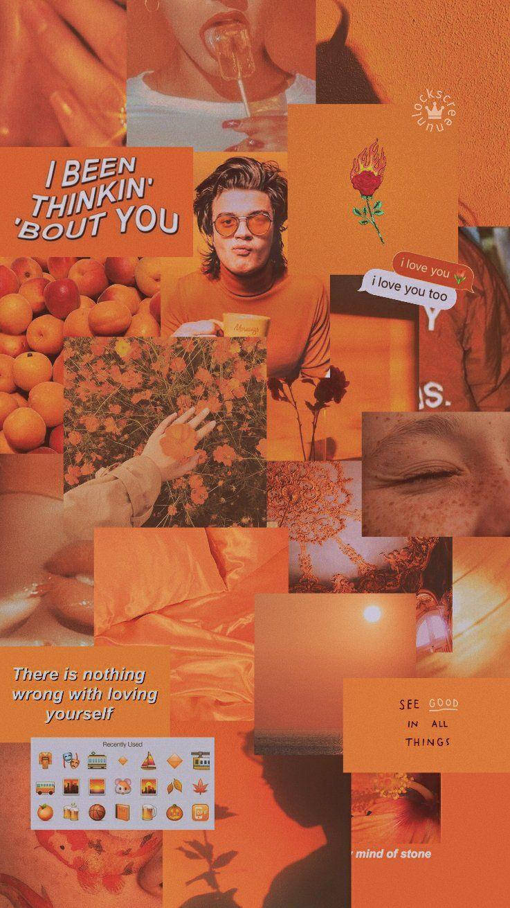 Lush Pastel Orange Aesthetic Collage Wallpaper