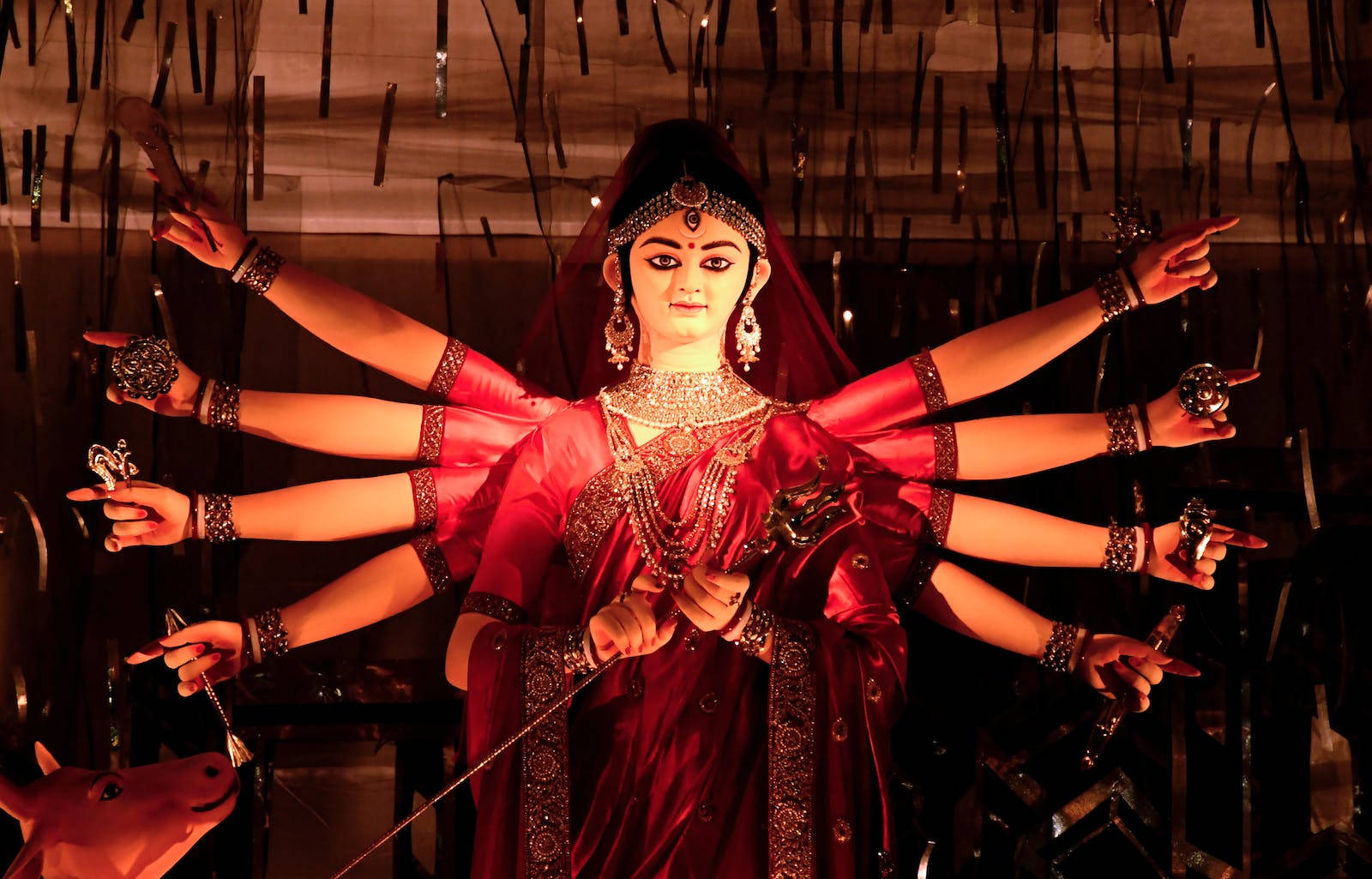 Maa Durga In Red Wallpaper