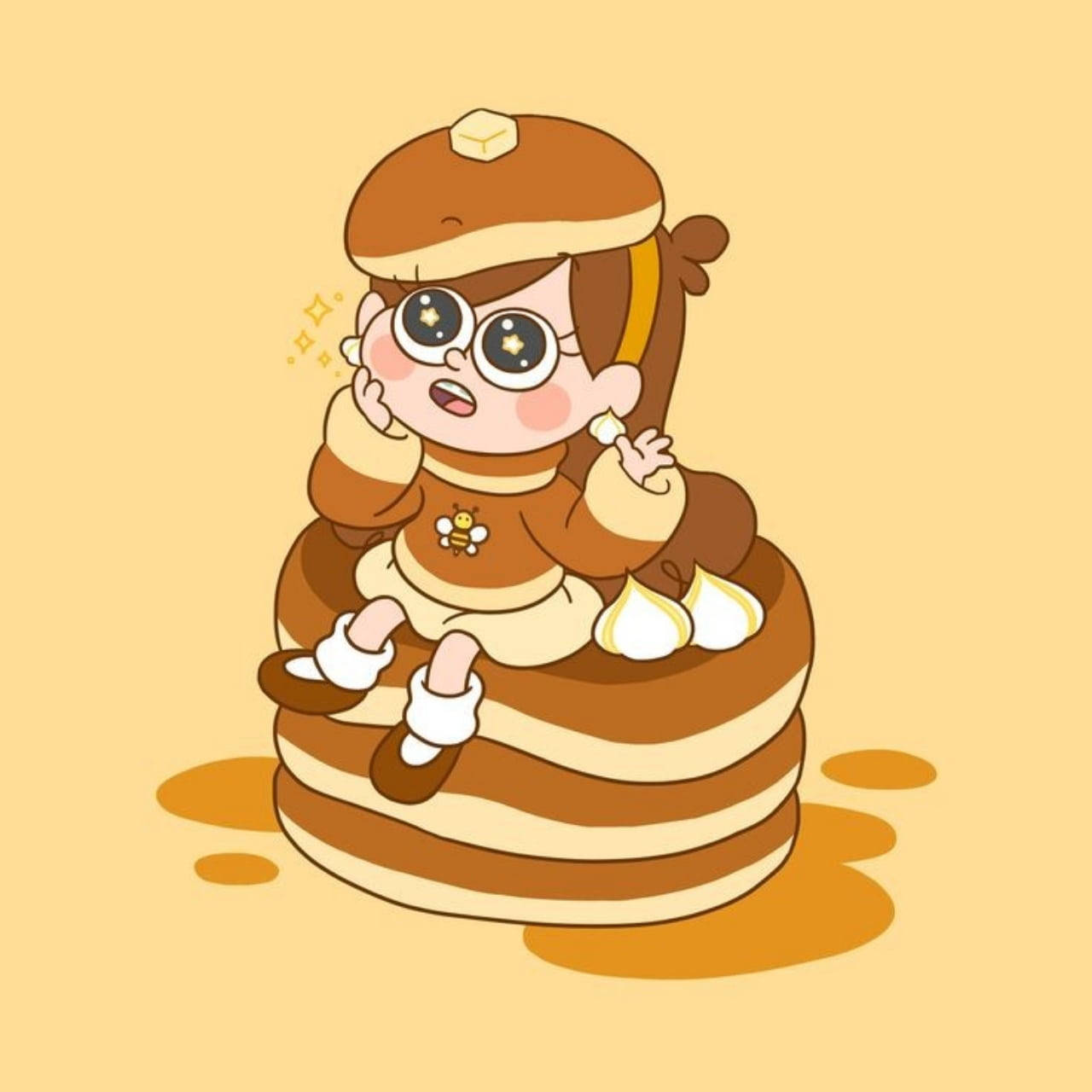 Mabel Pines Chibi Pancake Art Wallpaper