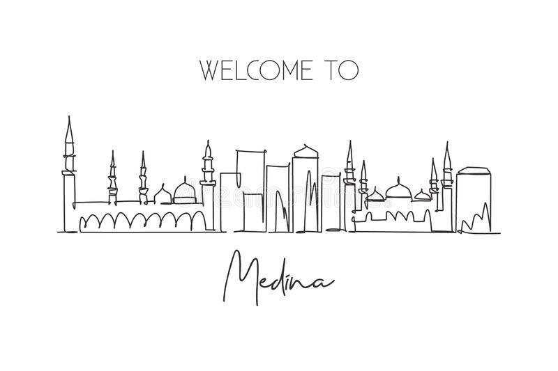 Madina City In Outline Graphic Art Wallpaper