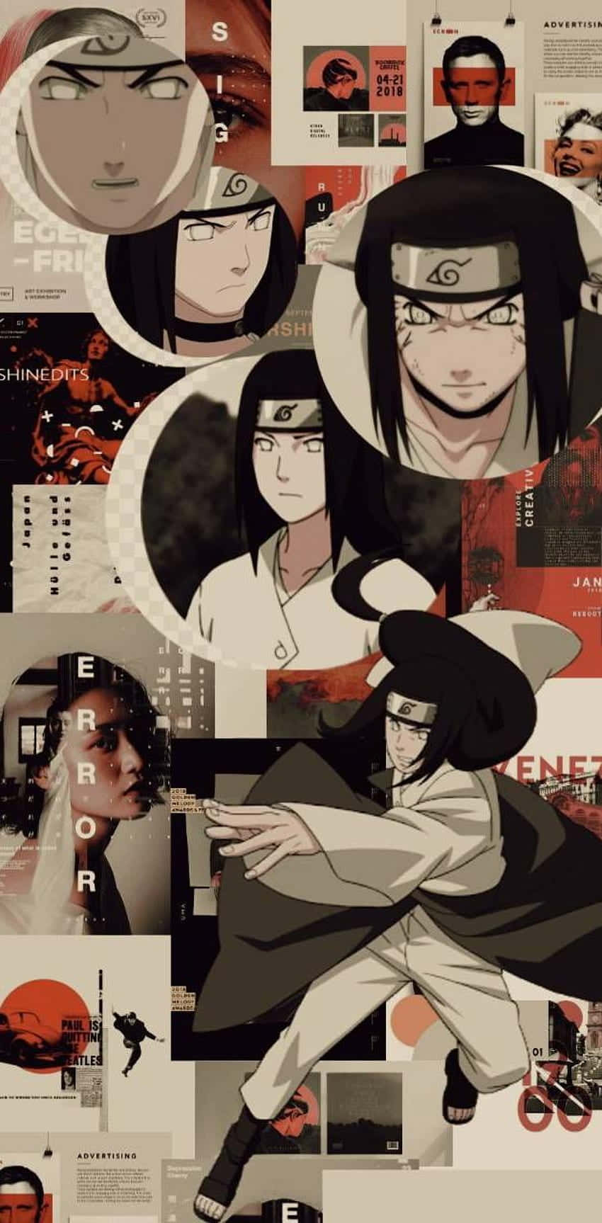 Magazine Aesthetic Neji Hyuga Collage Wallpaper