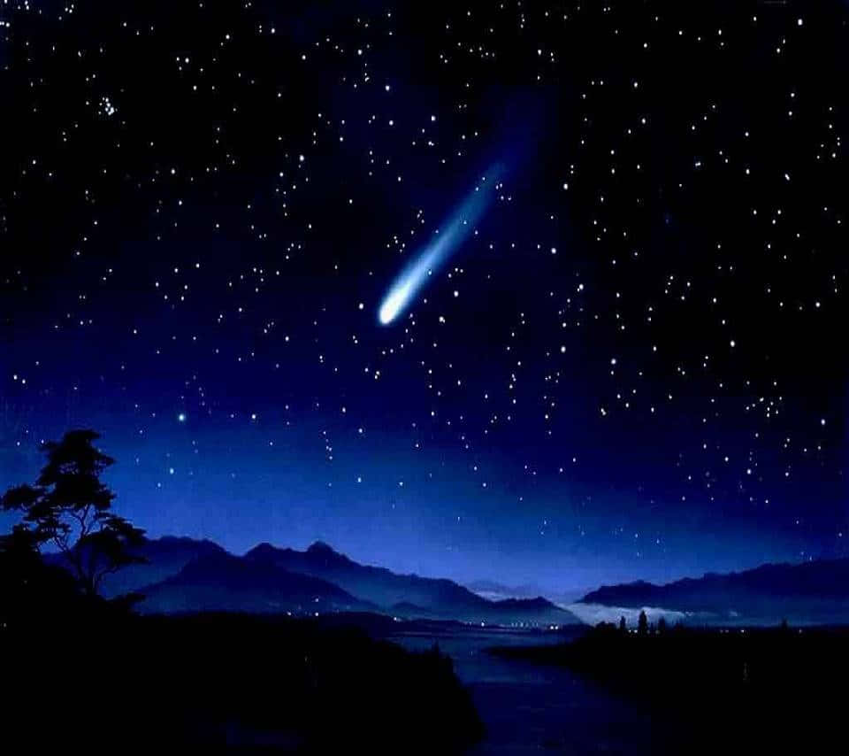 Magical Night Sky With Stars And Big Shooting Star Wallpaper