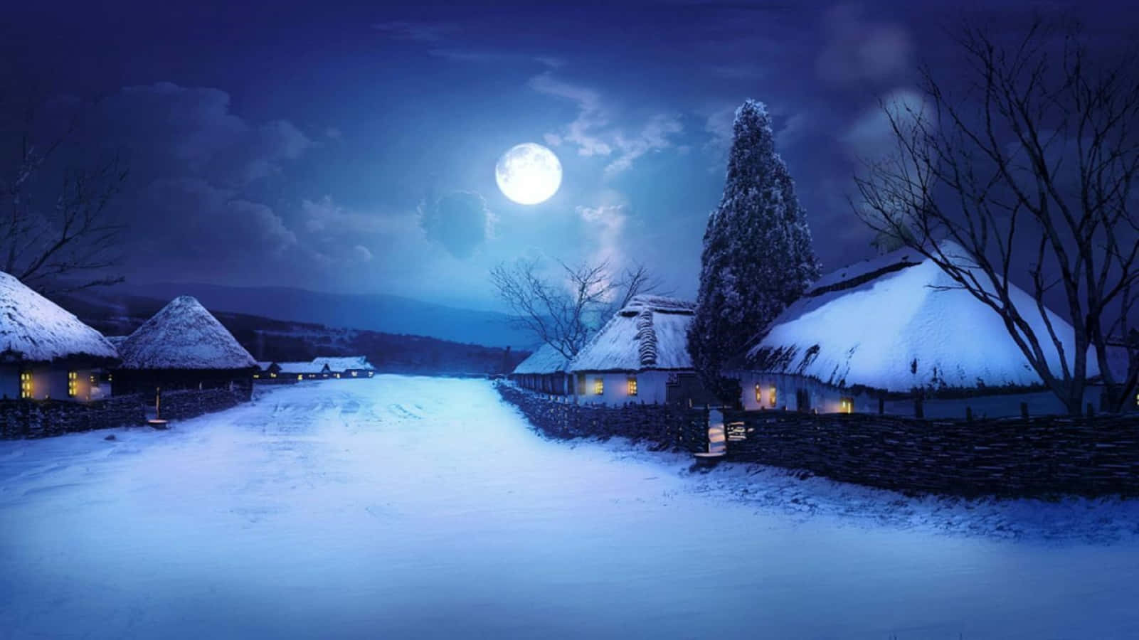 Magical Winter Solstice Night Wallpaper