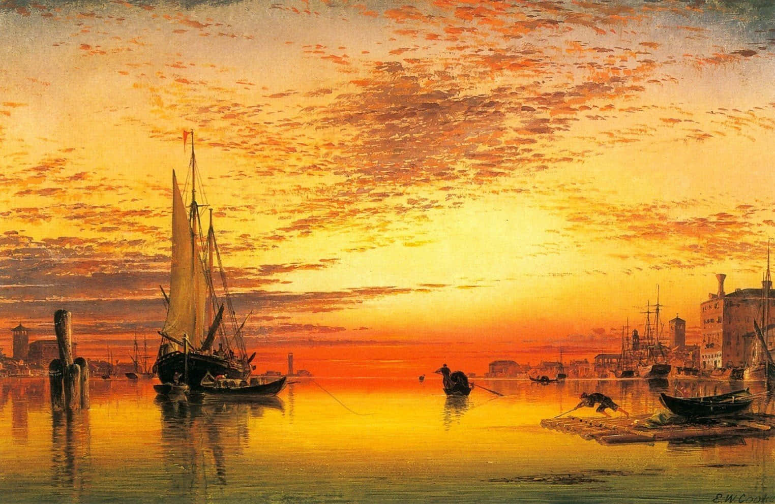 Magnificent Oil Painting Reveals Grandeur Of Nature Wallpaper