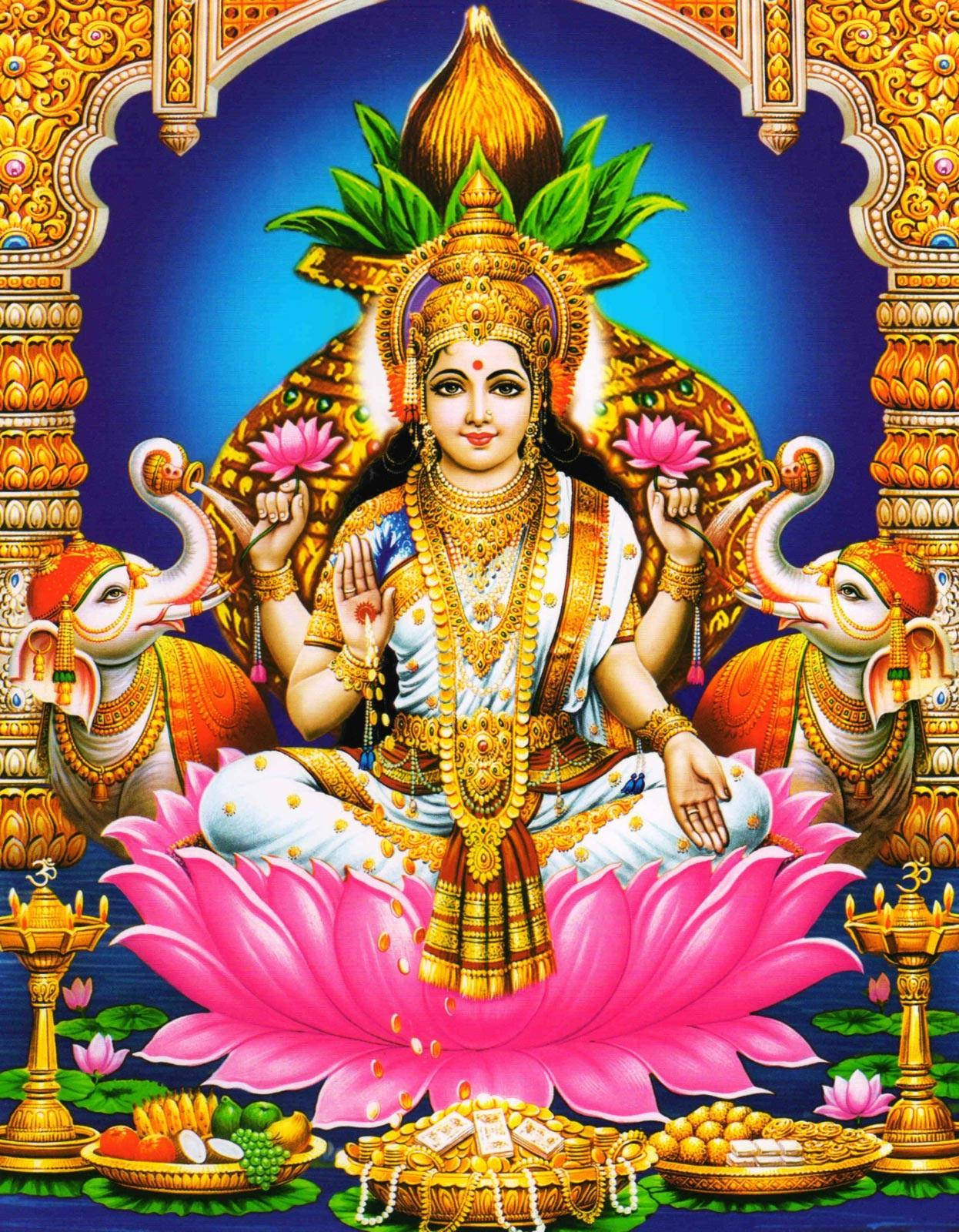 Mahalakshmi Treasure And Gold Wallpaper