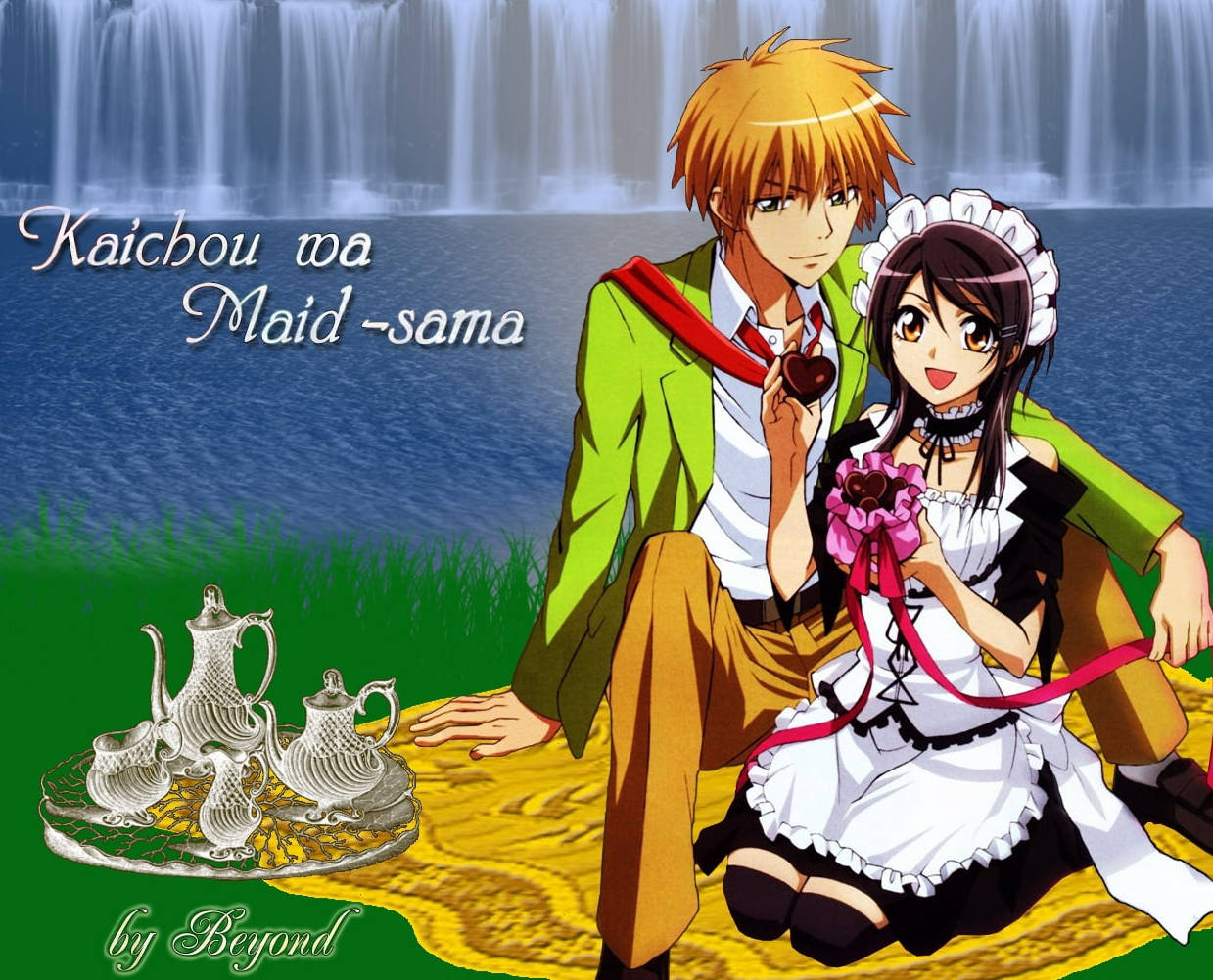 Maid Sama Takumi And Misaki Waterfalls Wallpaper
