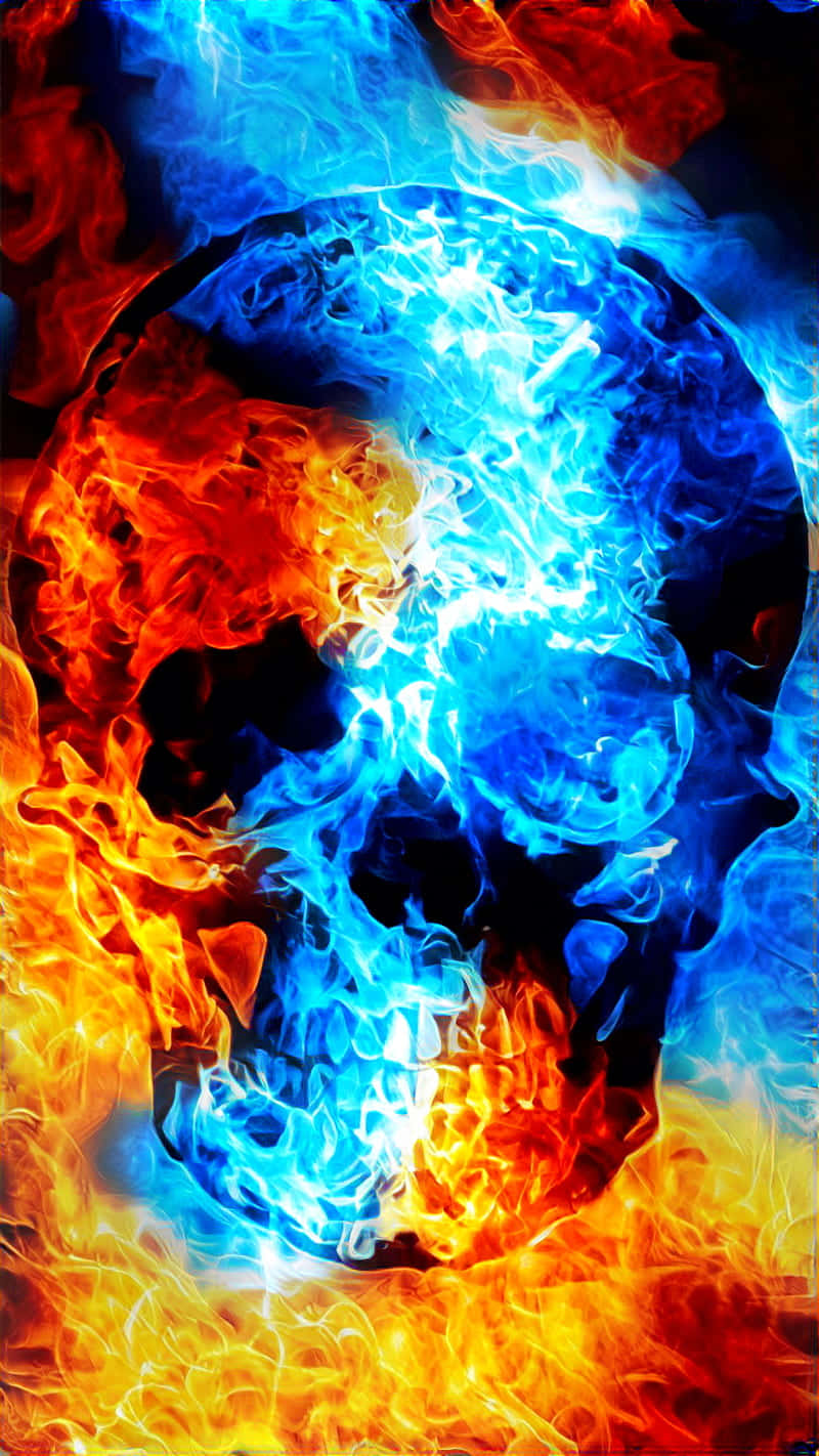 Majestic And Fearless Fiery Skull Wallpaper