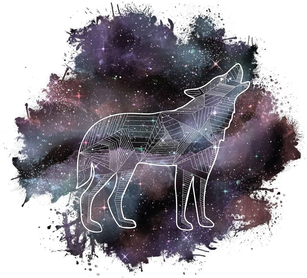 Majestic Galaxy Wolf In Prism Lights Wallpaper