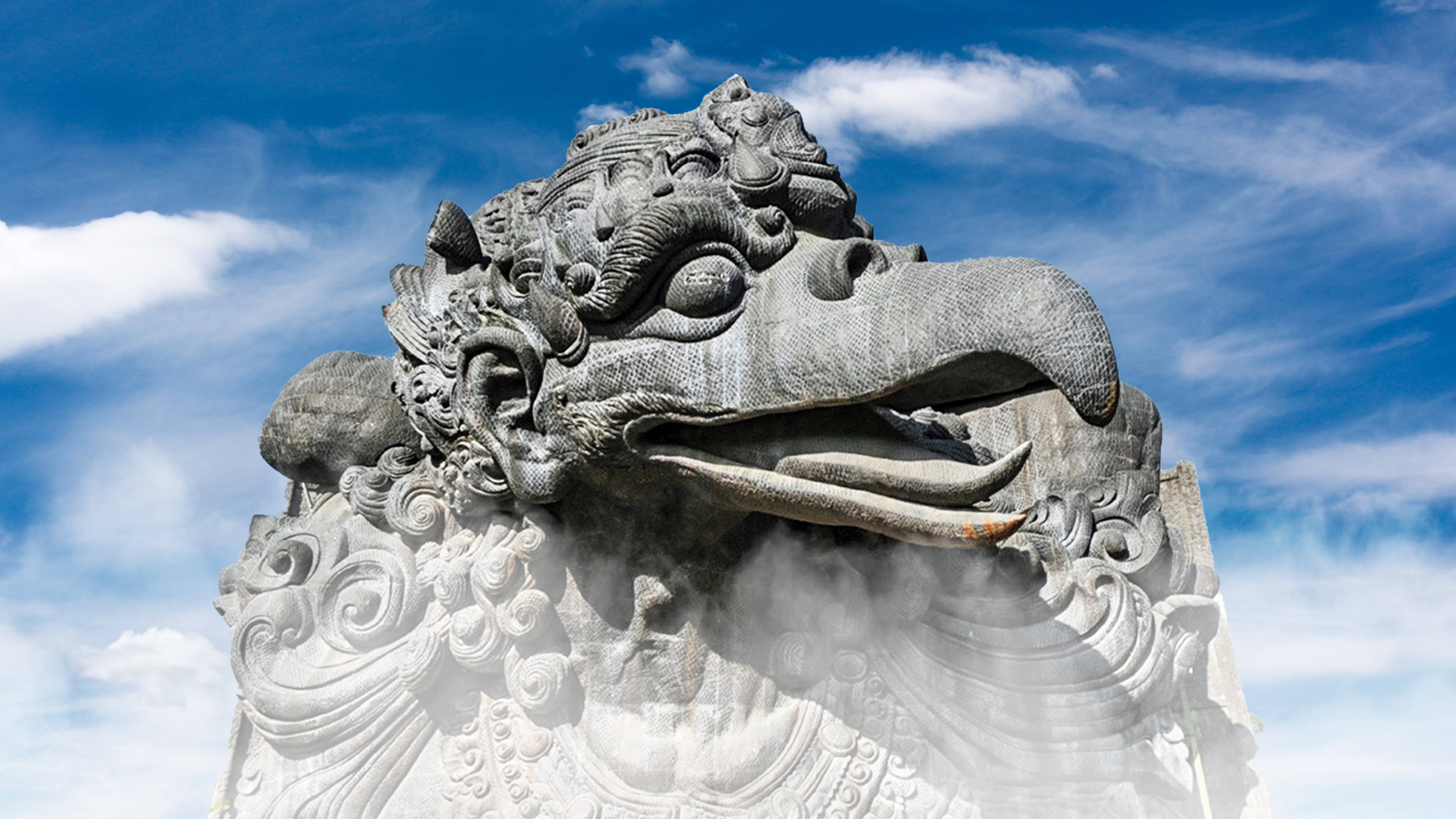 Majestic Garuda Head Sculpture Wallpaper