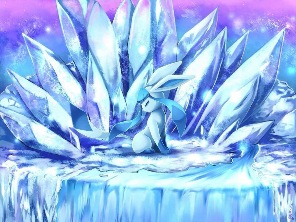 Majestic Glaceon With Crystals Wallpaper