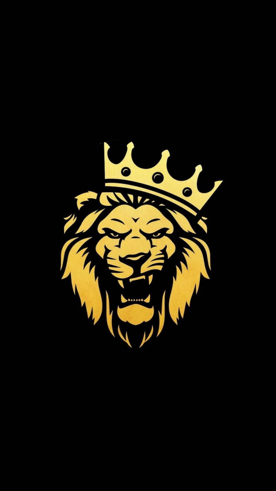 Majestic Gold Crowned Lion On A Phone Wallpaper