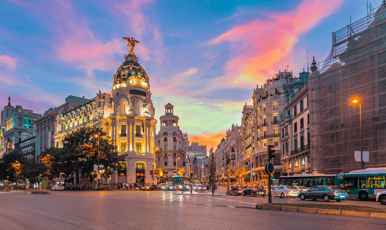Majestic Gran Via In Madrid, Spain Wallpaper