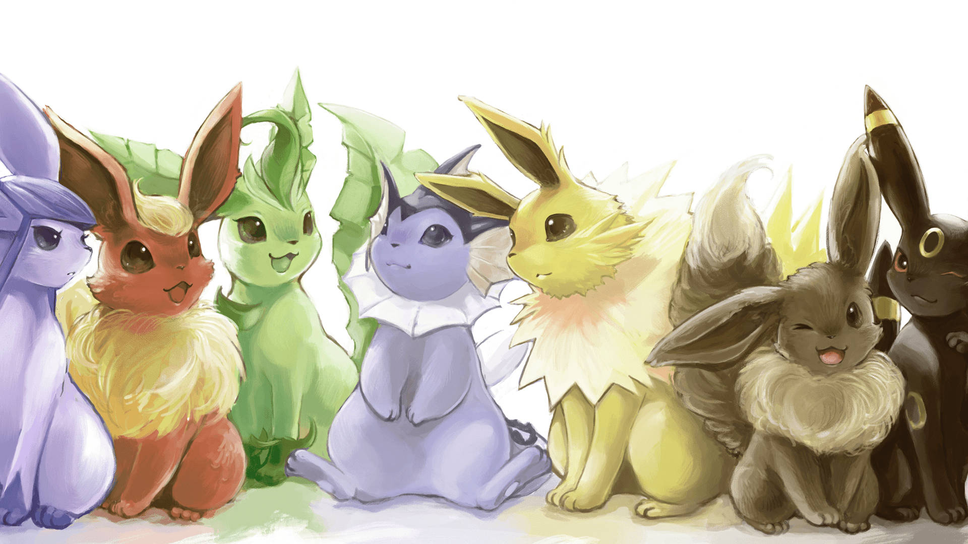 Majestic Illustration Of Flareon In A Pokemon Ensemble Wallpaper