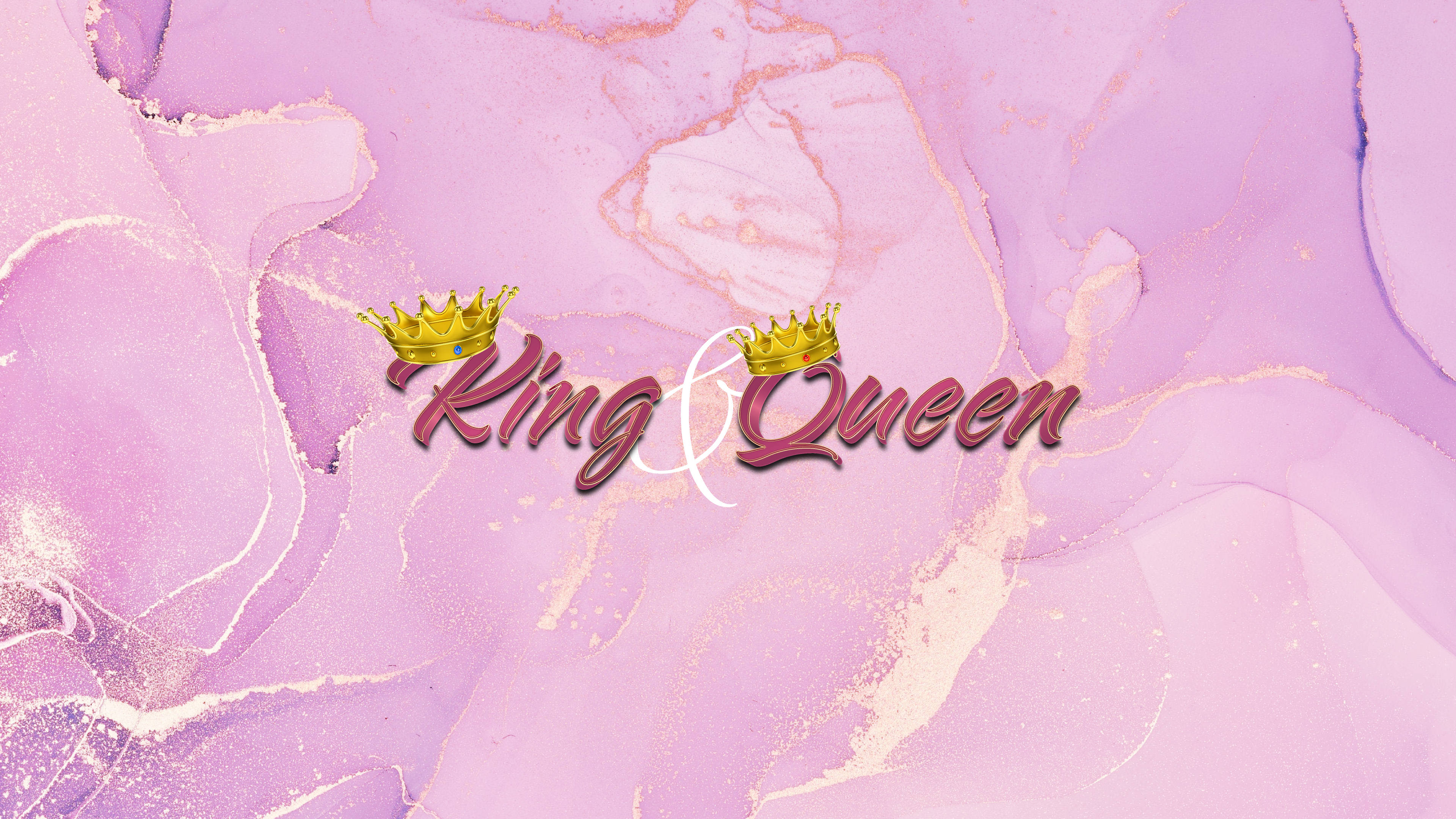 Majestic King And Queen On Purple Marble Background Wallpaper