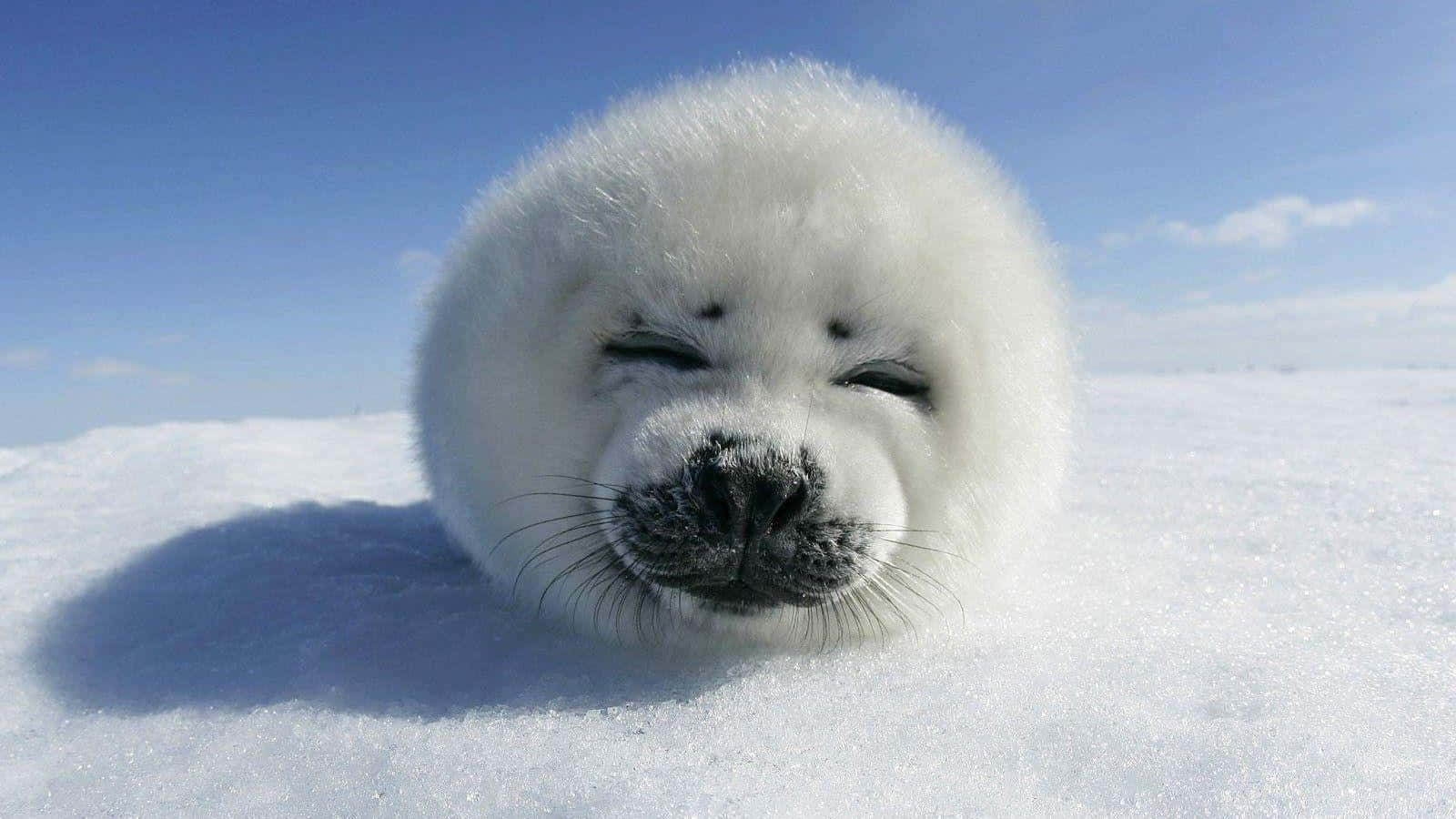 Majestic Seal Resting On Ice Floes Wallpaper