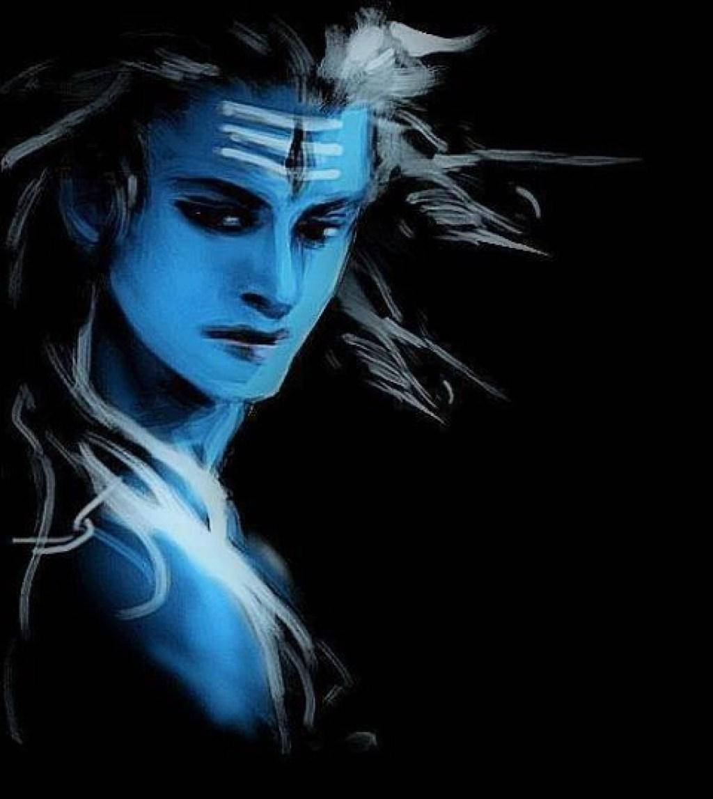 Majestic Shiva Black Adorned With A Sacred Forehead Marking. Wallpaper