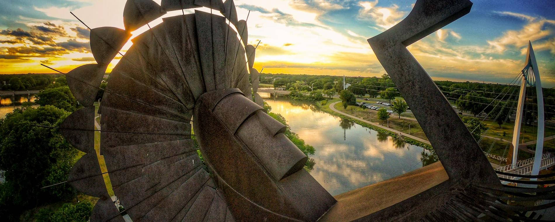 Majestic View Of Keepers Of The Plains In Wichita, Kansas Wallpaper