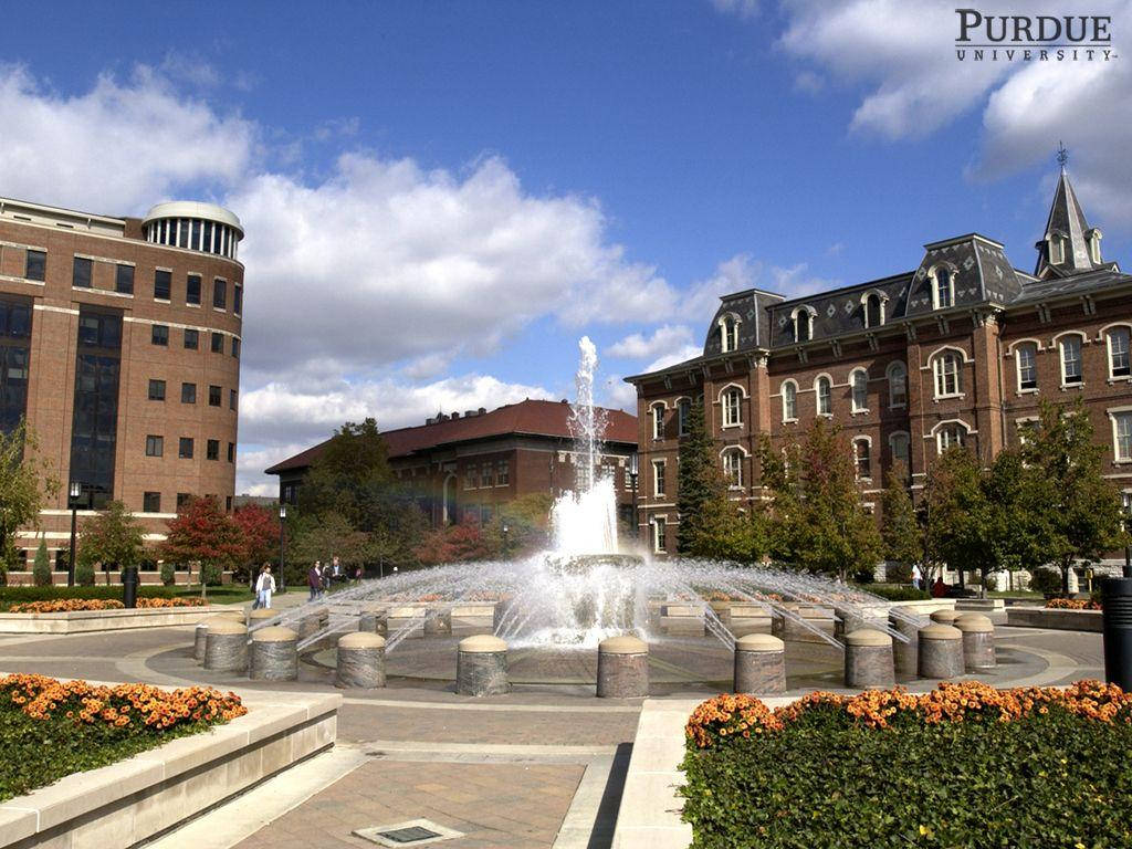 Majestic View Of Loeb Fountain At Purdue University Wallpaper