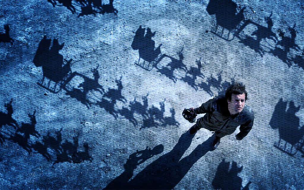 Man Chasedby Giant Shadows Wallpaper