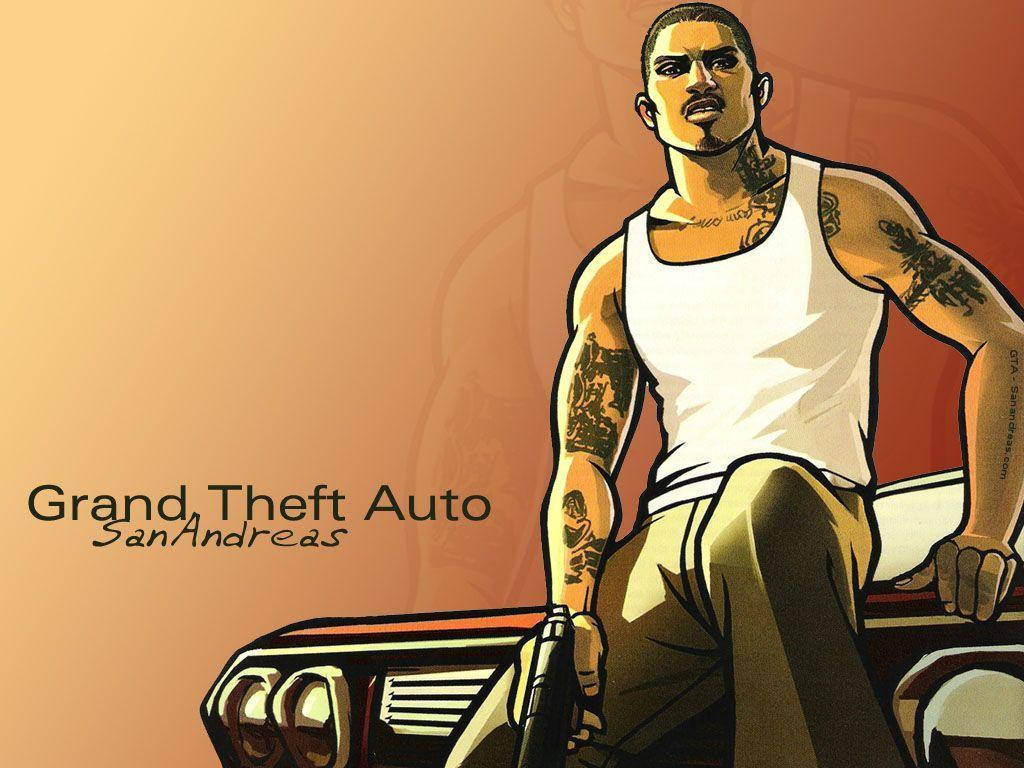 Man On A Car In The Immersive World Of Gta: San Andreas Wallpaper