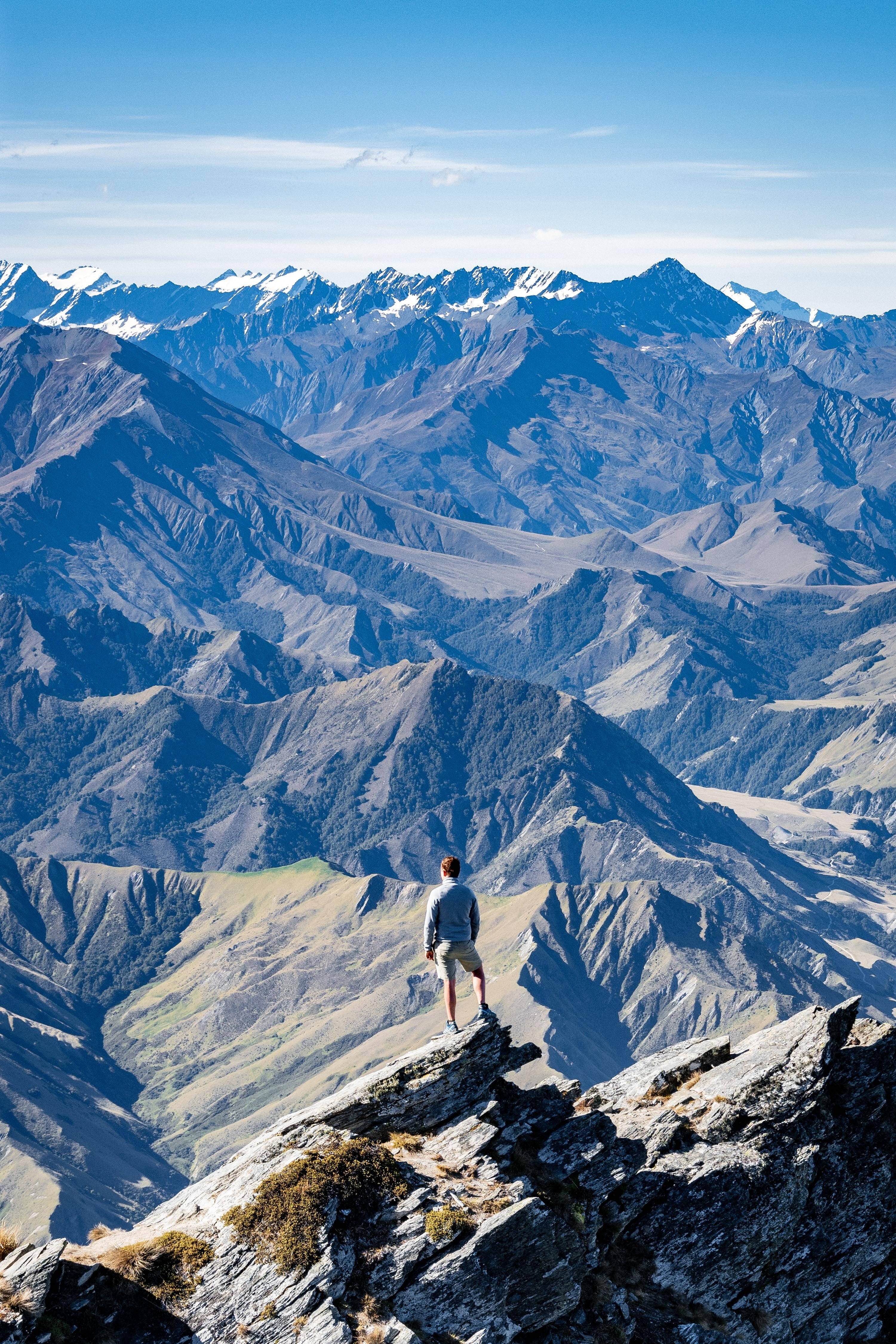 Man With Mountain Range Alone Phone Wallpaper