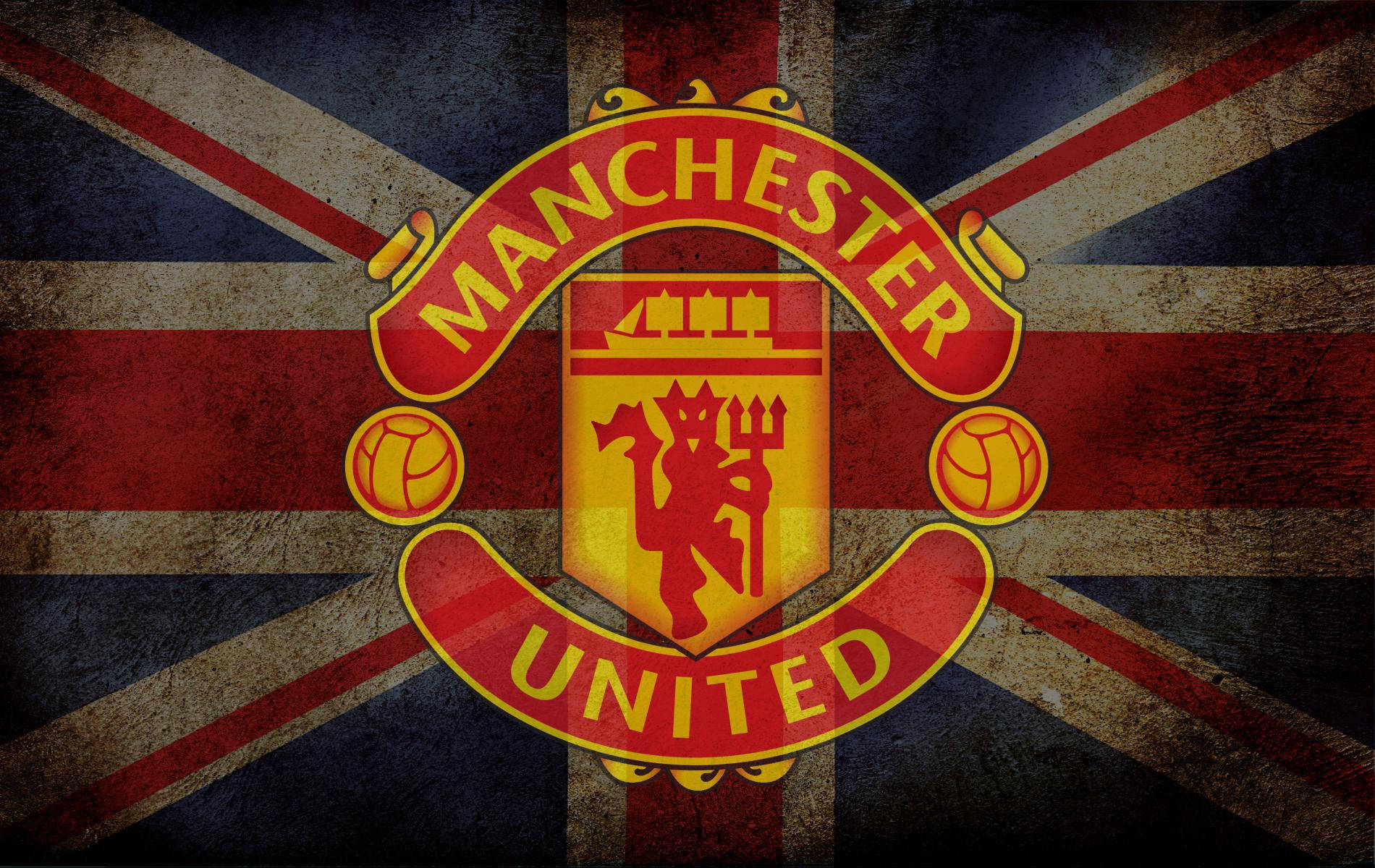 Manchester United Logo And British Flag Wallpaper