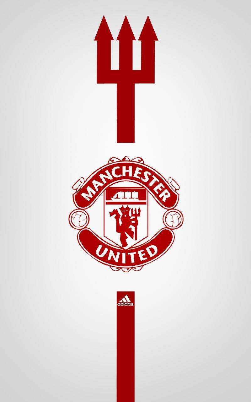 Manchester United Logo With Red Trident Wallpaper