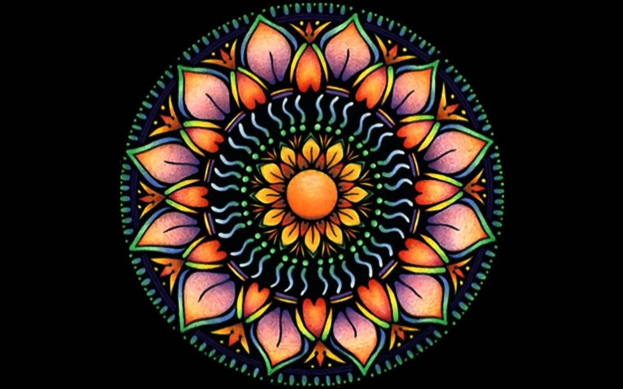 Mandala Orange Flower Wallpaper