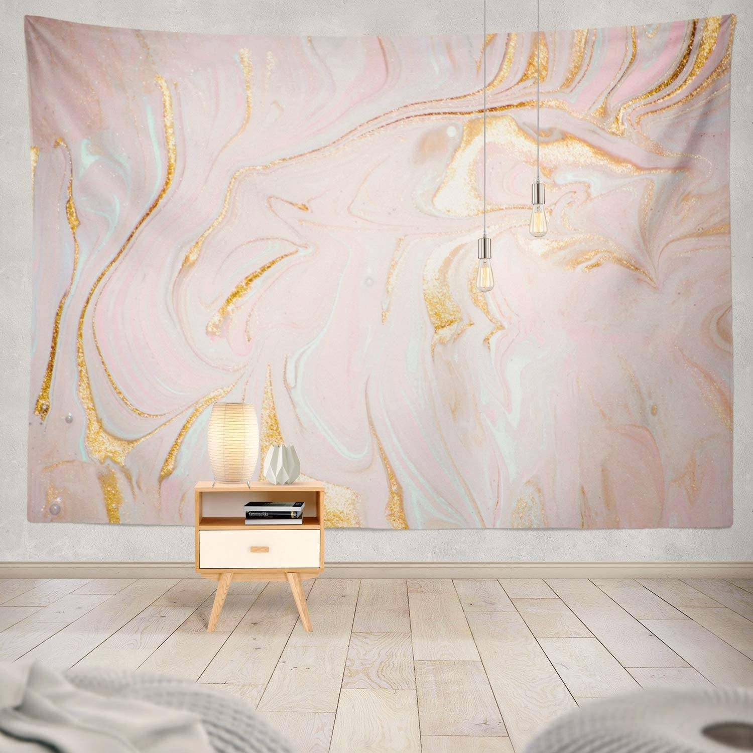 Marble Pink And Gold Wall End Table Wallpaper