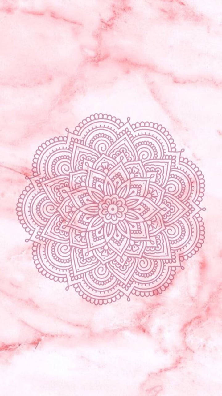 Marble Pink Flower Design Wallpaper