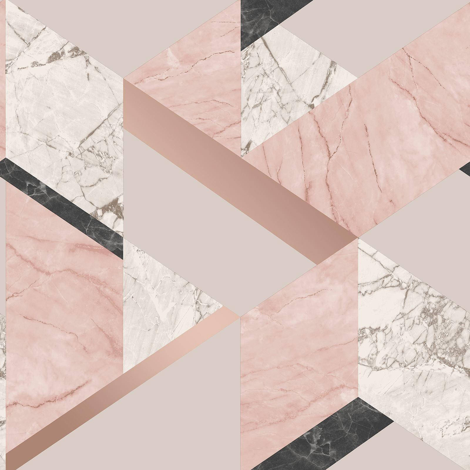 Marble Pink White And Black Geometric Shapes Wallpaper