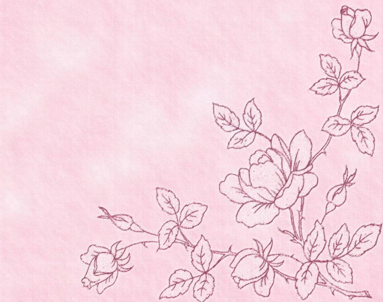 Marble Pink With Flower Drawing Wallpaper