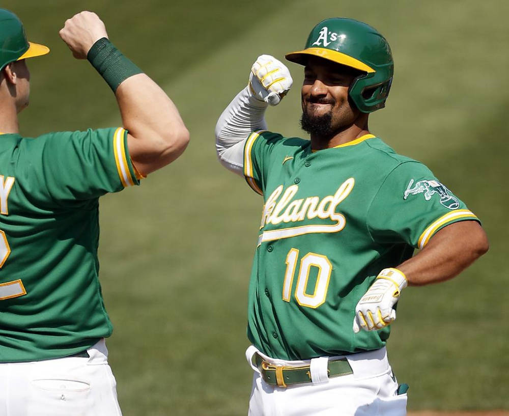 Marcus Semien Fist Bump Oakland Wallpaper