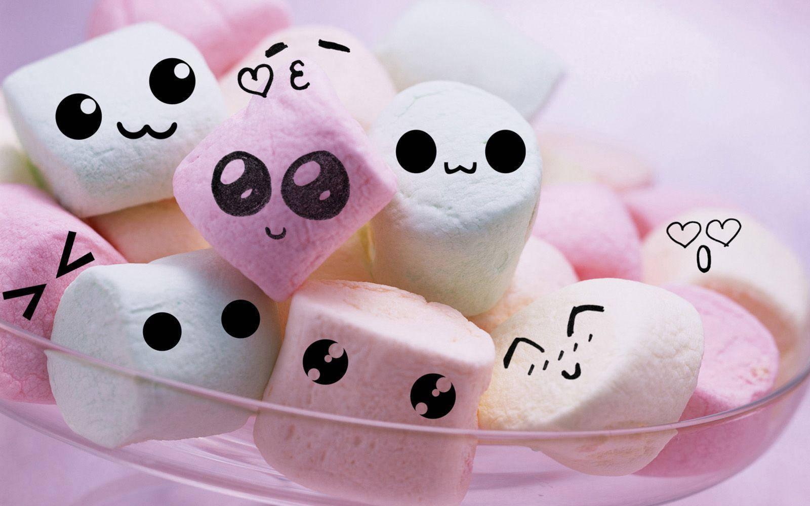 Marshmallows With Faces Cute Computer Wallpaper