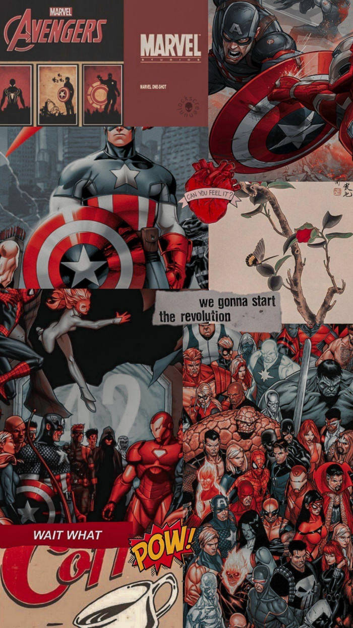 Marvel Aesthetic Collage With Comic Pages And Heroes Wallpaper