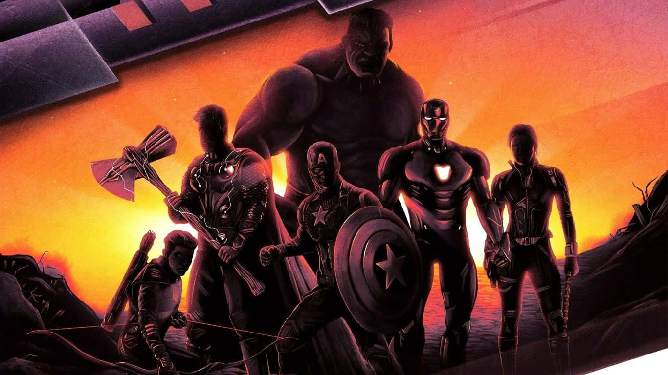 Marvel Heroes Sunset Silhouette Wallpaper