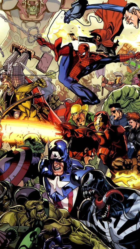 Marvel Iphone Superheroes Graphic Art Wallpaper