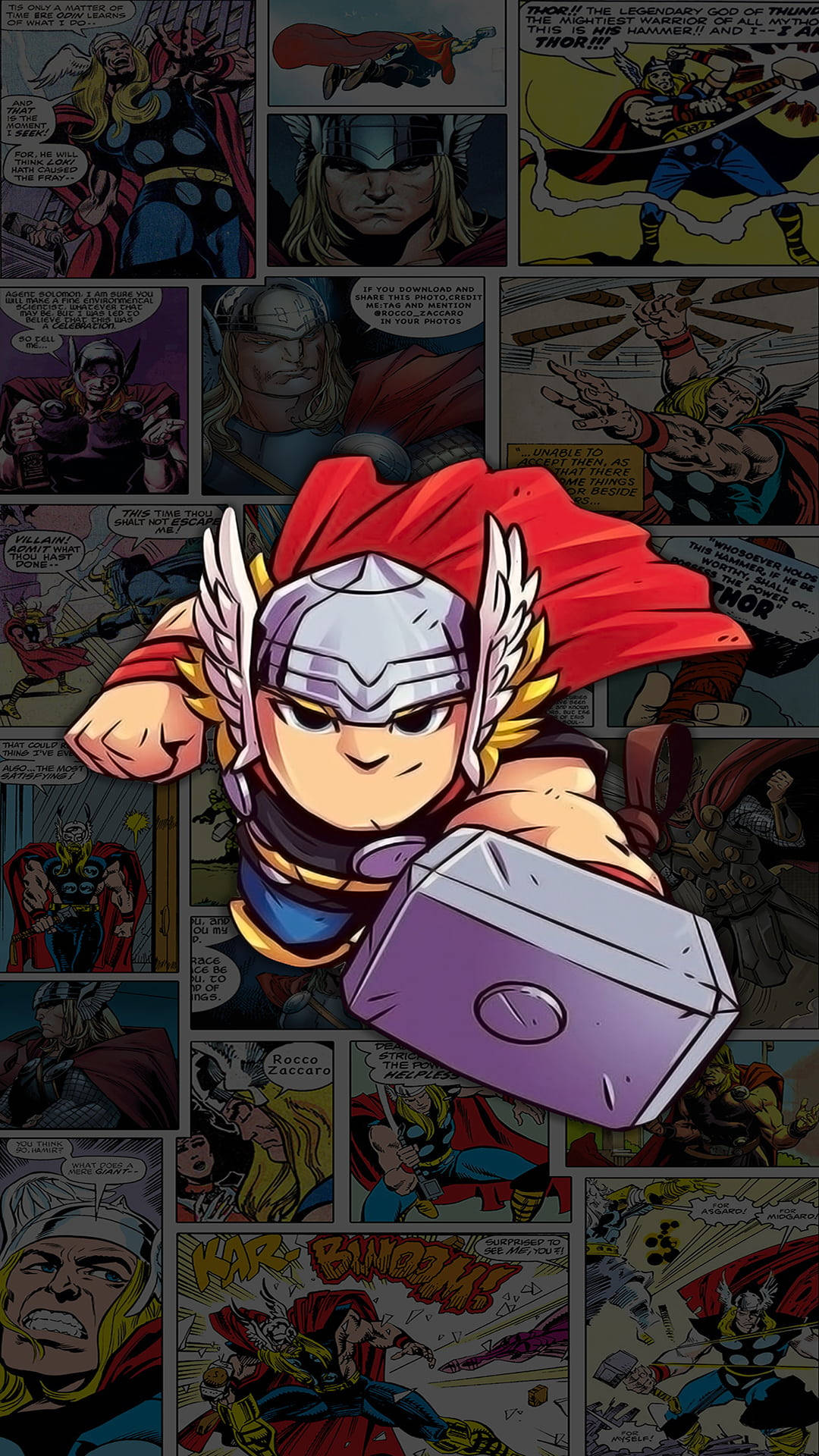 Marvel Iphone Thor Chibi Art Wallpaper